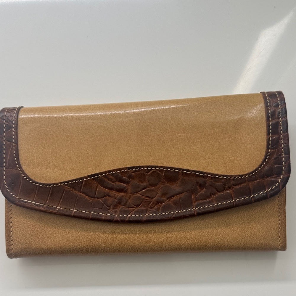 Brahmin Tan and Brown Leather Wallet